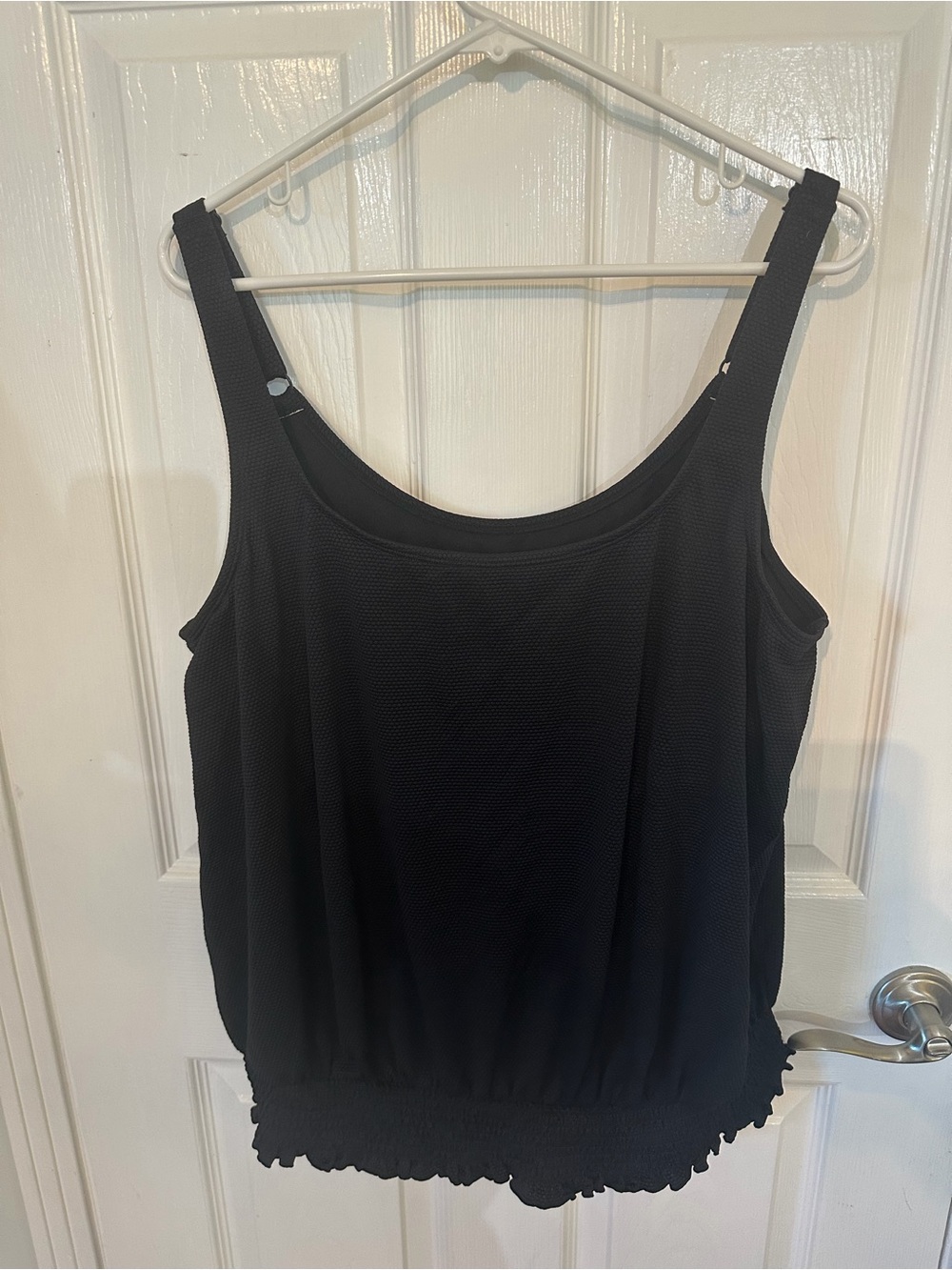 🏖️ Beach House Black Swim Tank Top with Smocked Hem 🏖️